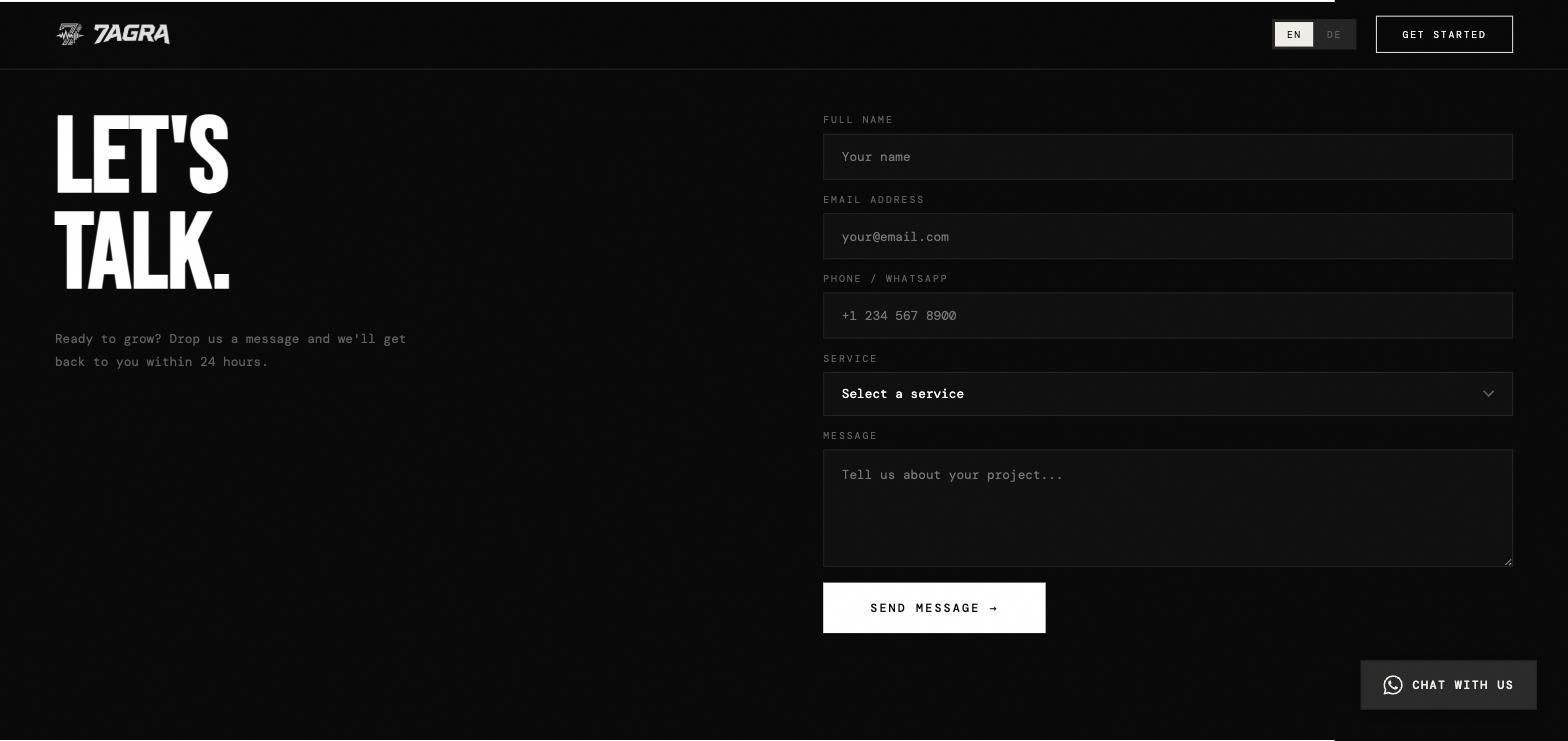 7agra.com — starting an enquiry, in English