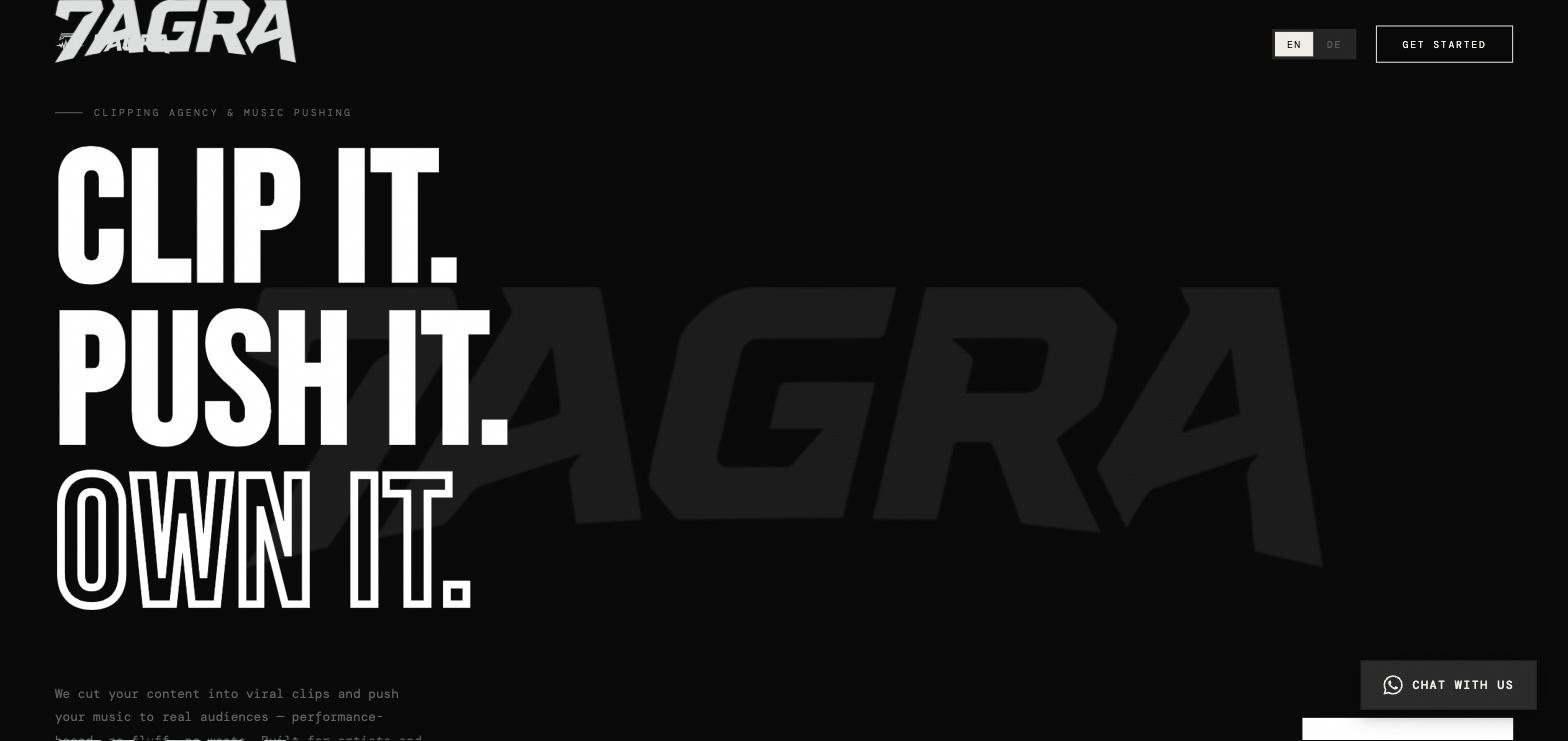 7agra.com homepage in English — Clip It. Push It. Own It.
