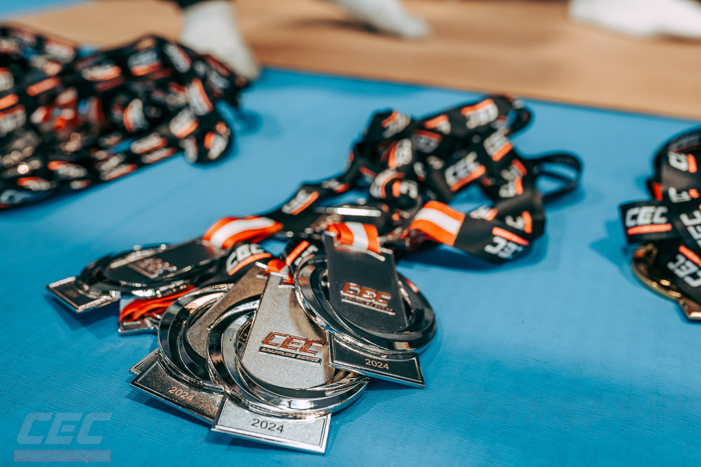 A stack of CEC medals waiting to be handed out