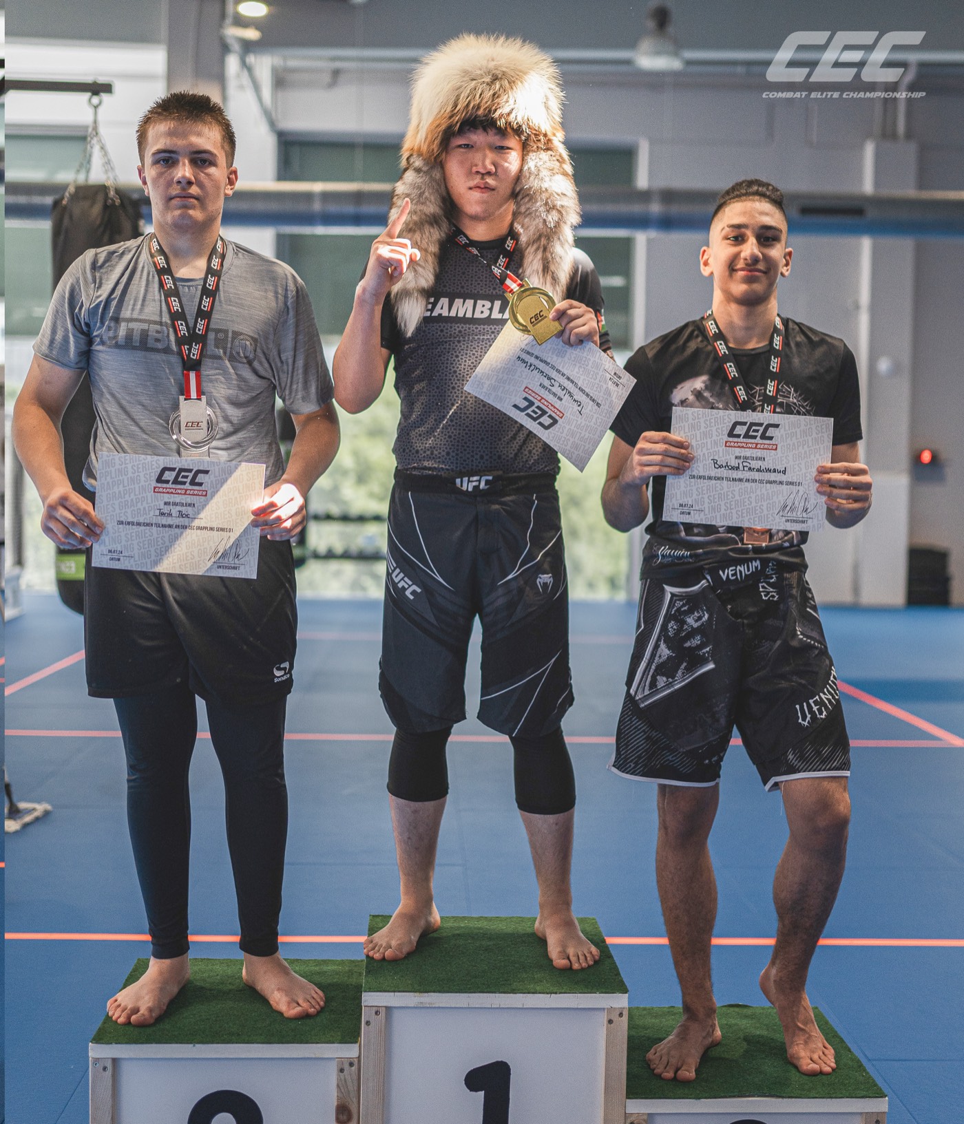 Youth 15–17 division podium at Grappling Series 1