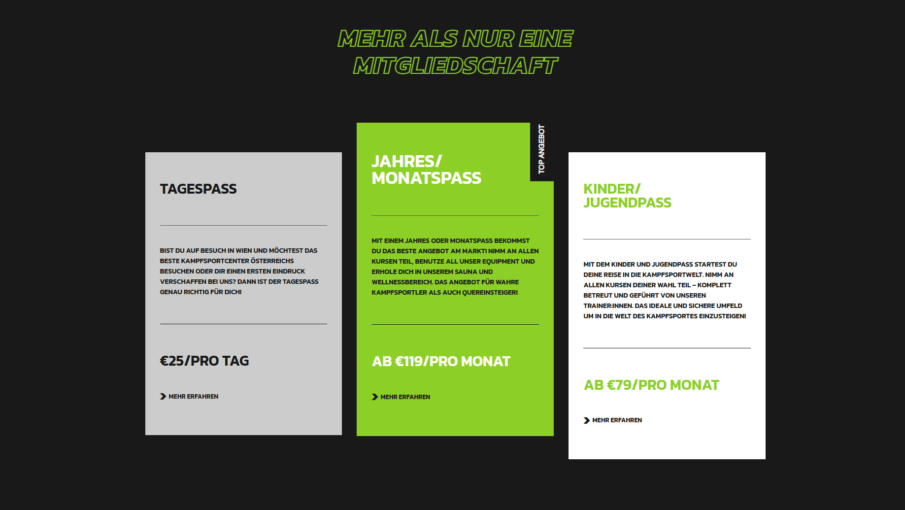 MT GYM23 website — membership pricing page