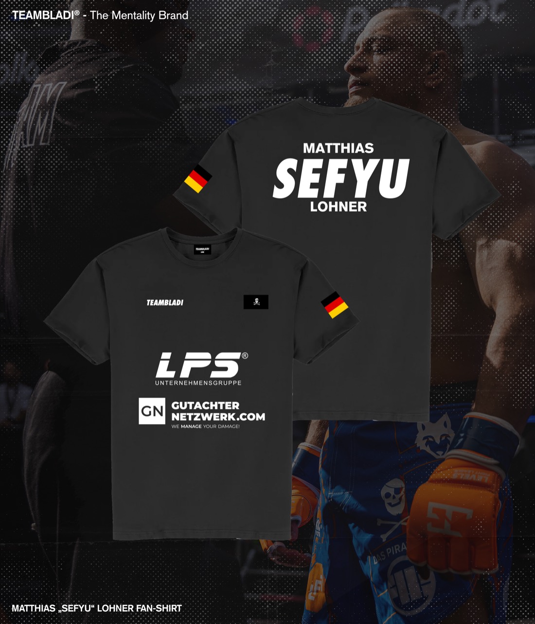 Fanshirt design for Matthias “Sefyu” Lohner, with sponsor placements