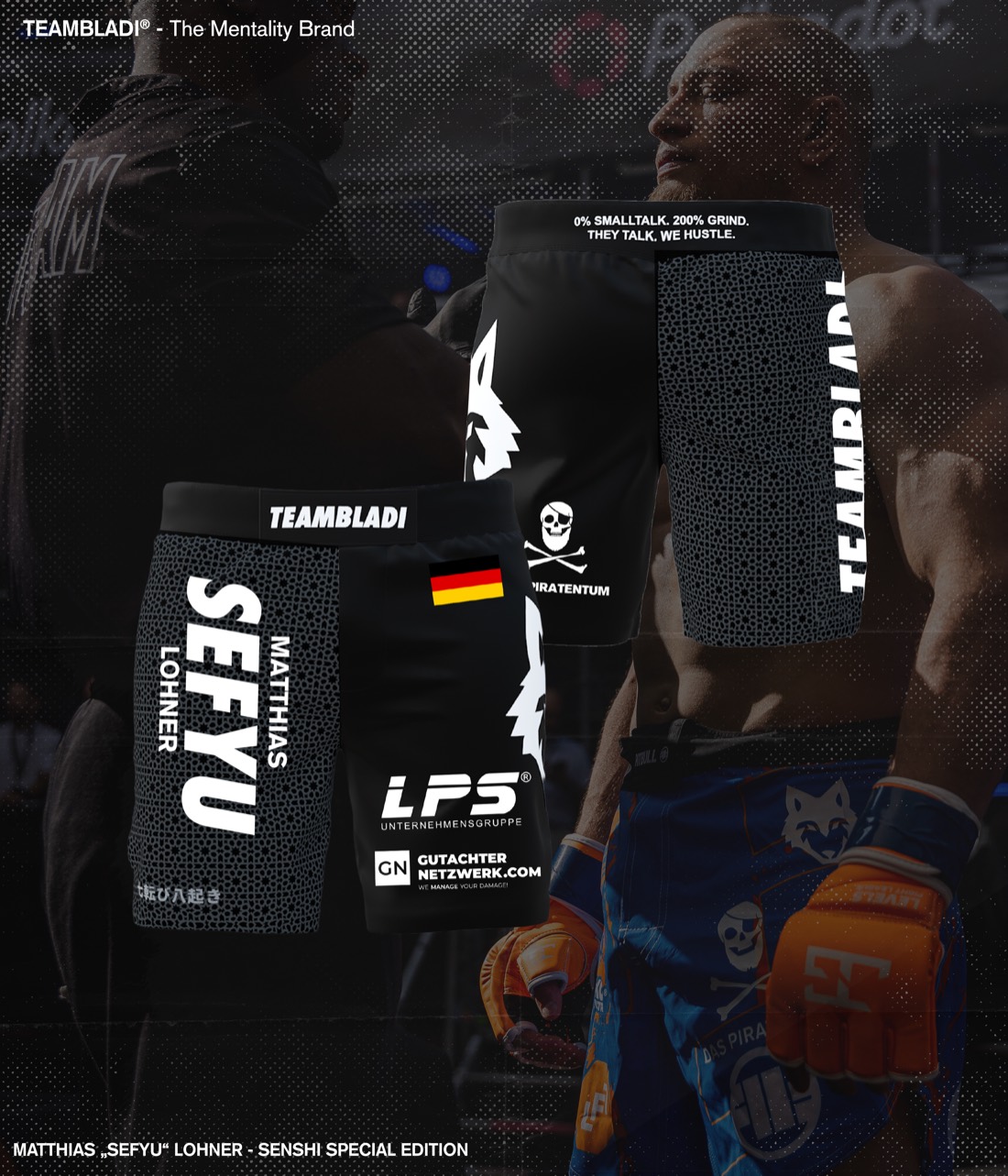 MMA shorts and full fight kit for Matthias “Sefyu” Lohner