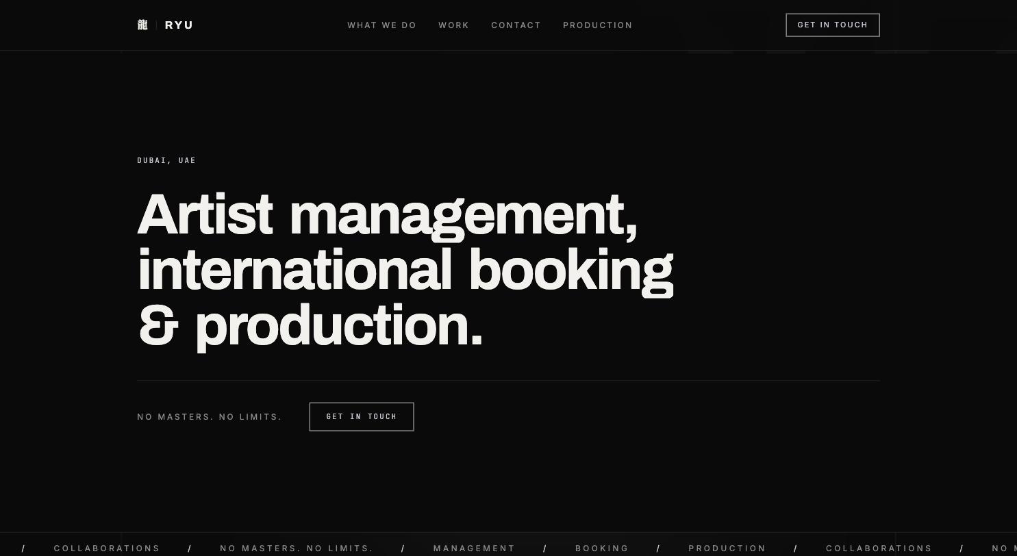 ryuofficial.com Startseite — Artist Management, internationales Booking und Produktion