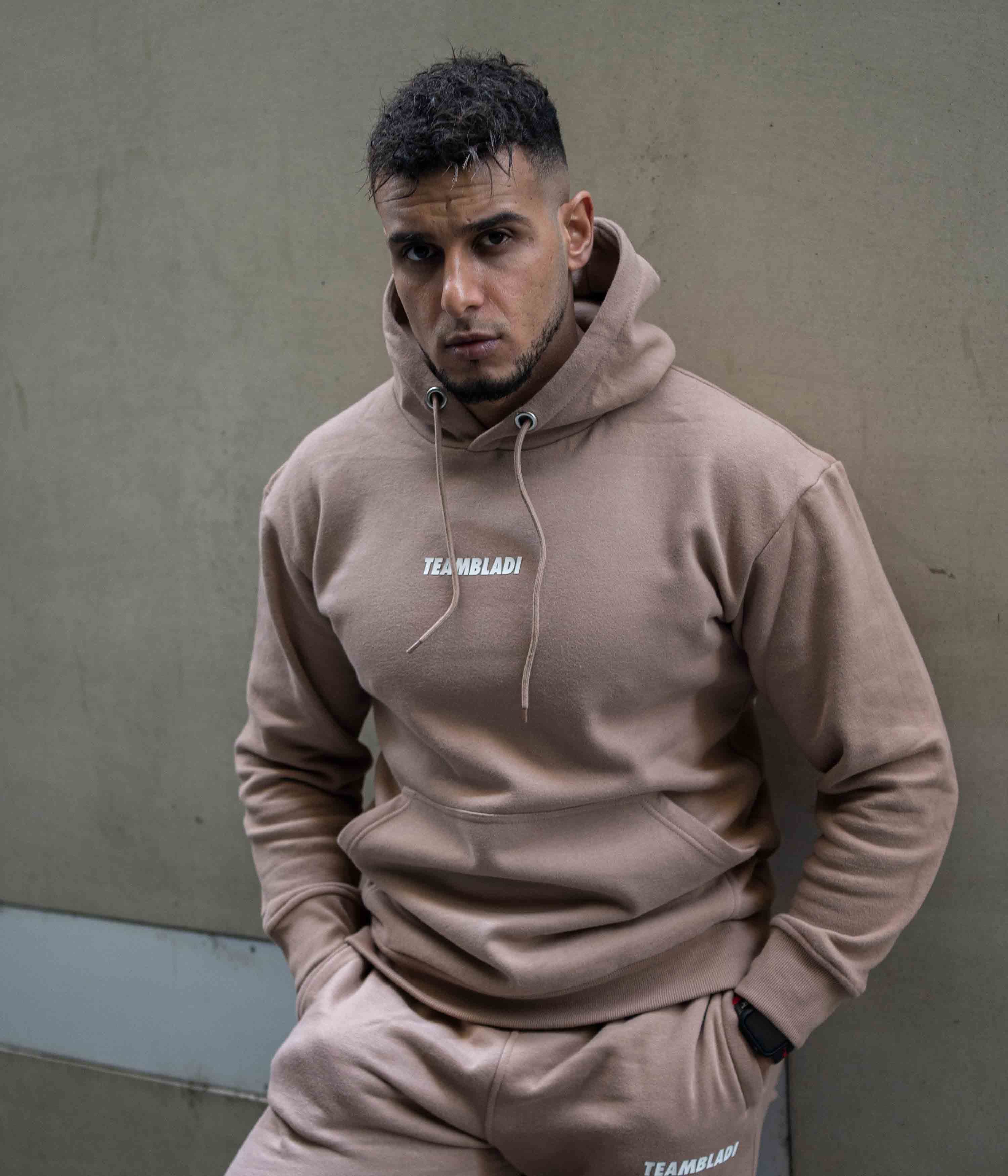 TEAMBLADI Essential Hoodie and tracksuit, worn
