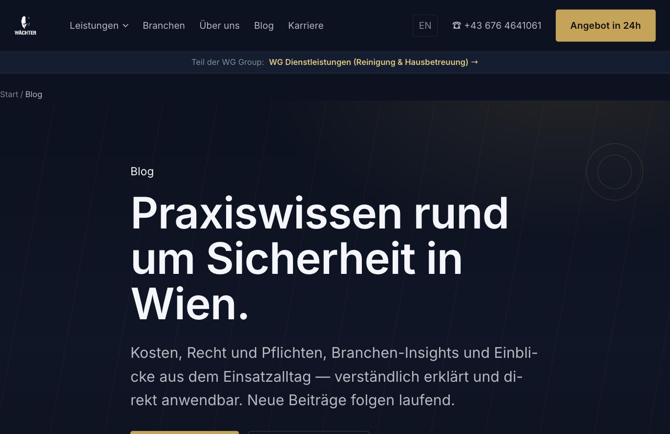 Blogbeitrag auf waechtergroup.at in der Leseansicht