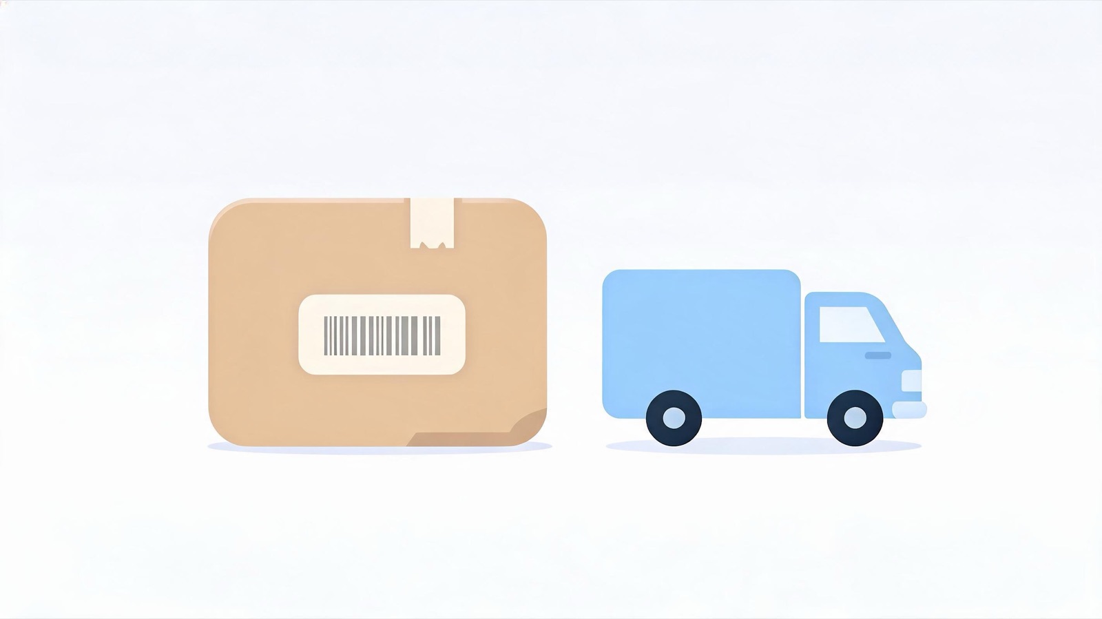 A shipping box beside a delivery van — payment methods and shipping decide whether the sale closes