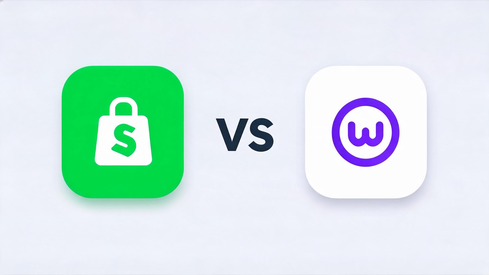 The Shopify and WooCommerce marks set against each other