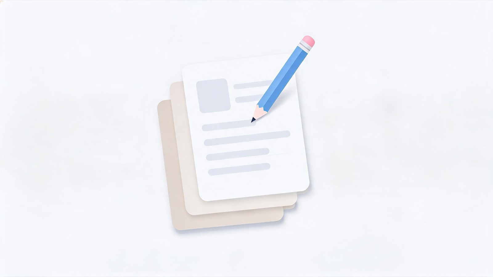 Ein Stapel Textseiten mit einem Stift darauf — Texte und Bilder sind der Posten, der Website-Projekte teurer macht als geplant