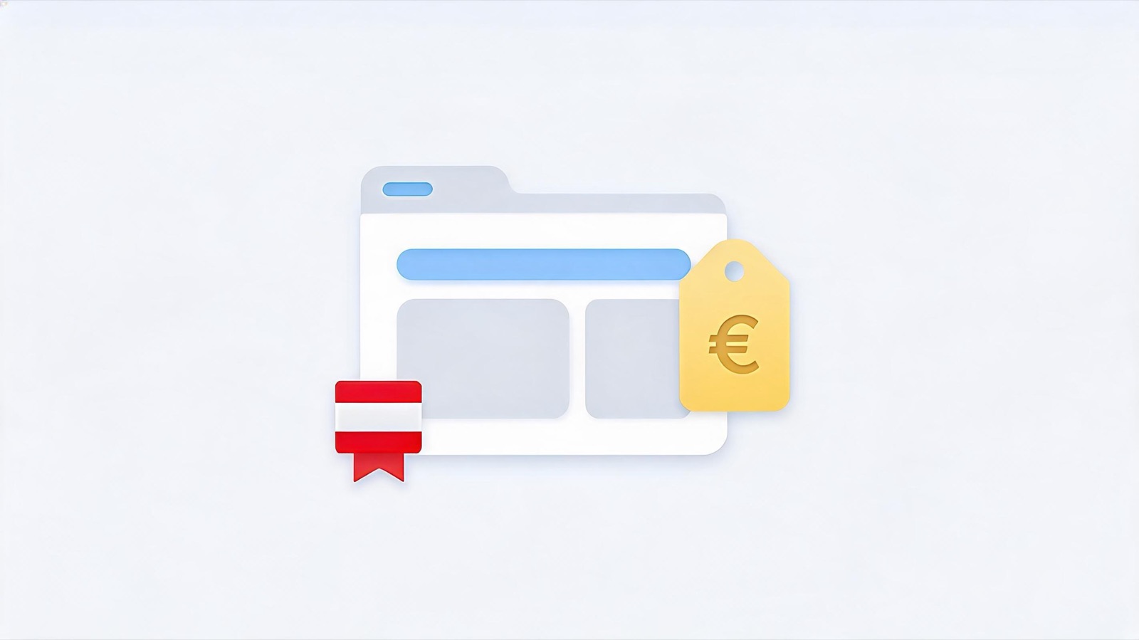 Ein Browserfenster mit einem Preisschild in Euro — was eine Website in Österreich kostet